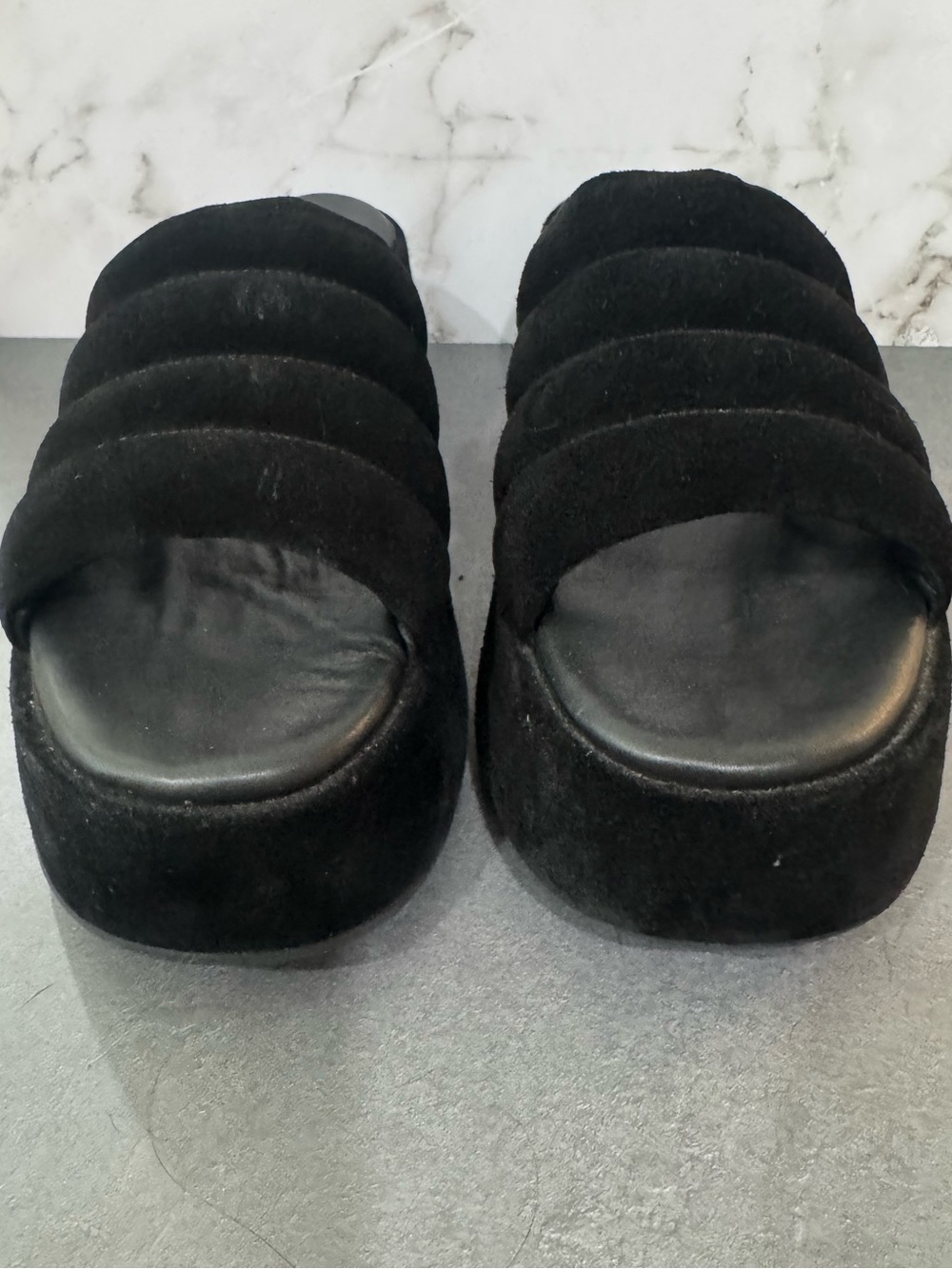 Free People Black Quilted Platform Slide Sandals - Picture 3 of 8